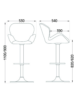 Стул AksHome Berlin GB шоколад/черный схема