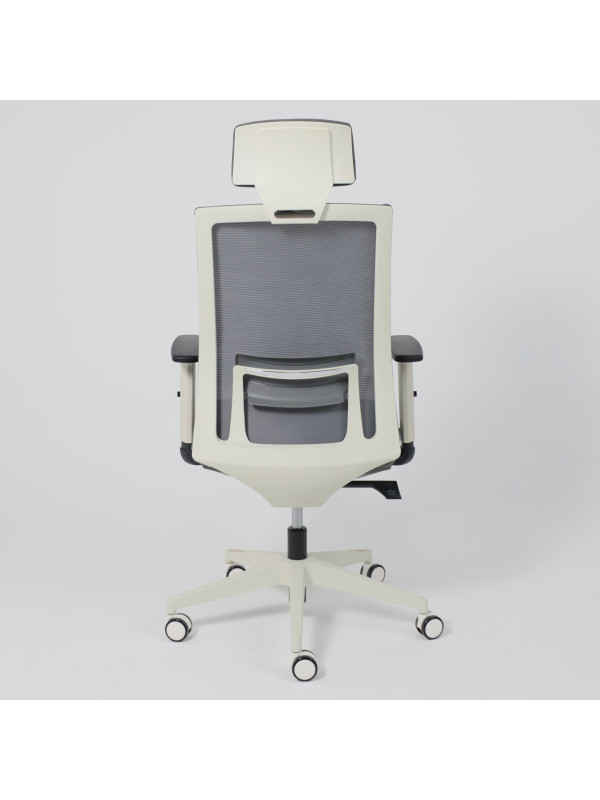 Кресло компьютерное AksHome Arcus серый/белый сзади