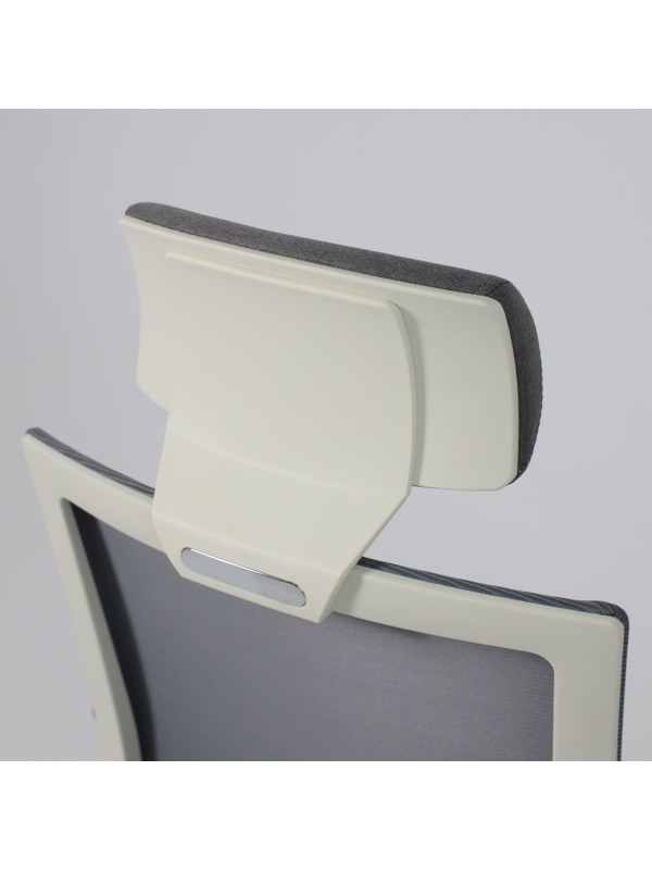 Кресло компьютерное AksHome Arcus серый/белый подголовник