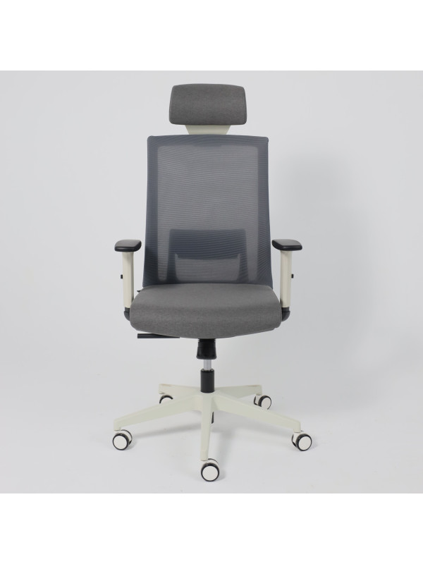 Кресло компьютерное AksHome Arcus серый/белый спереди