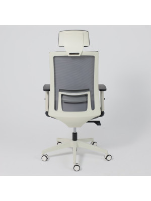 Кресло компьютерное AksHome Arcus серый/белый сзади