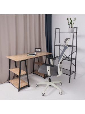 Кресло компьютерное AksHome Arcus серый/белый в интерьере