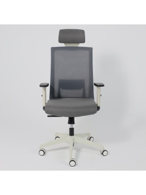 Кресло компьютерное AksHome Arcus серый/белый спереди