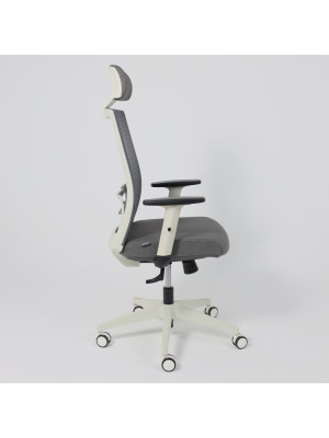Кресло компьютерное AksHome Arcus серый/белый сбоку