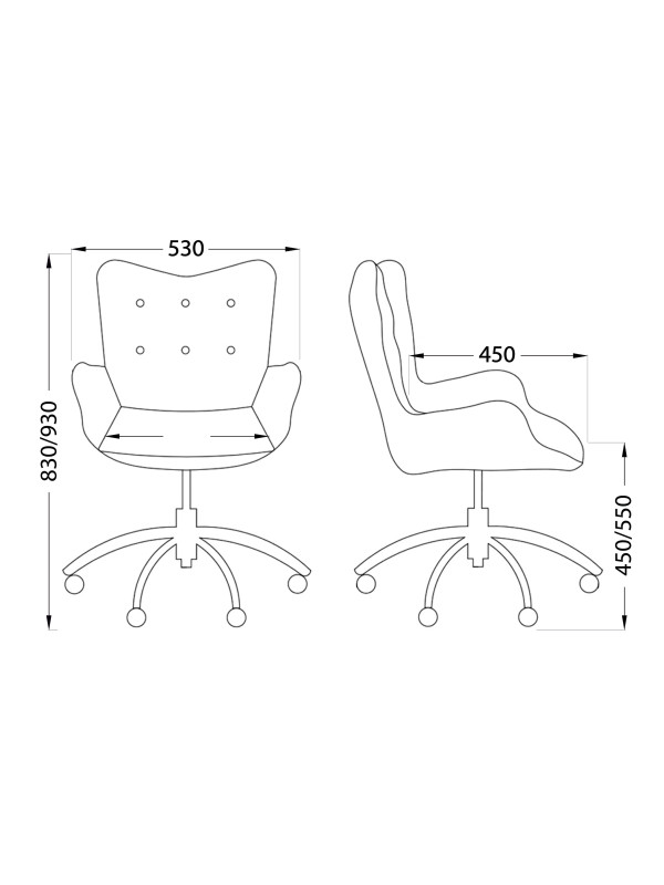 Кресло компьютерное AksHome Bella black черный схема