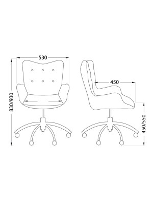 Кресло компьютерное AksHome Bella black черный схема