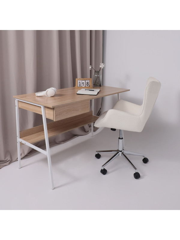 Кресло компьютерное AksHome Bella chrome белый в интерьере (1)