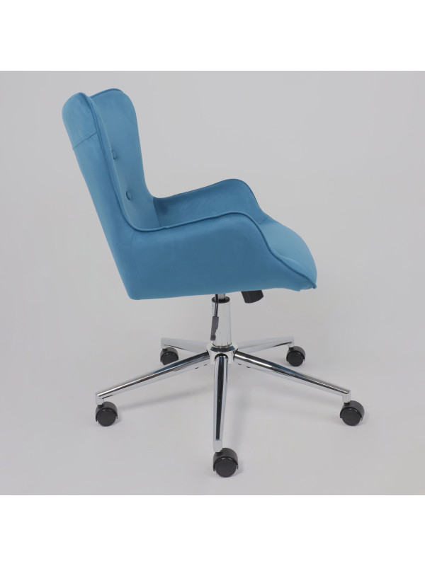 Кресло компьютерное AksHome Bella chrome голубой сбоку