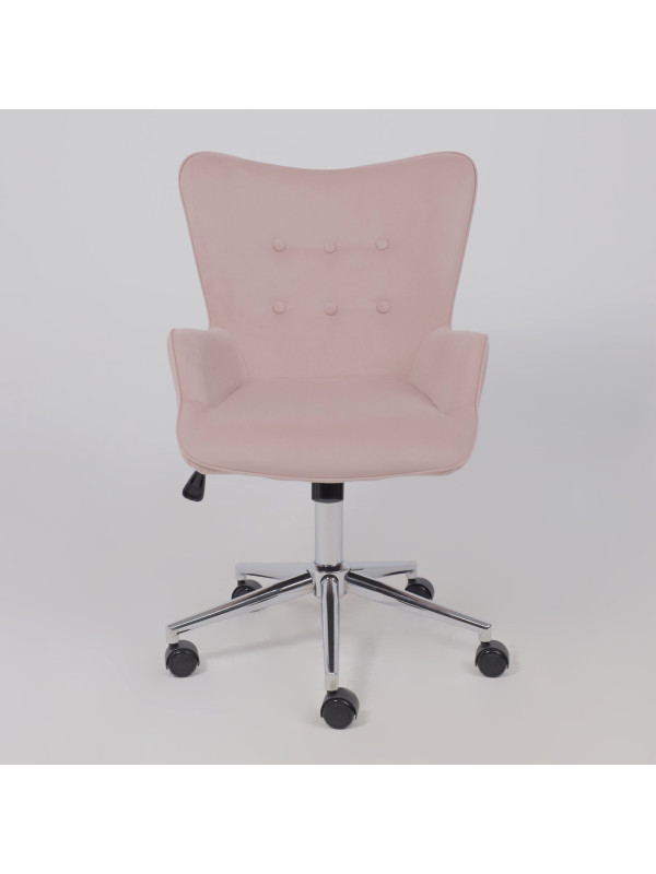 Кресло компьютерное AksHome Bella chrome пыльная роза спереди