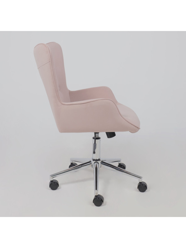 Кресло компьютерное AksHome Bella chrome пыльная роза сбоку