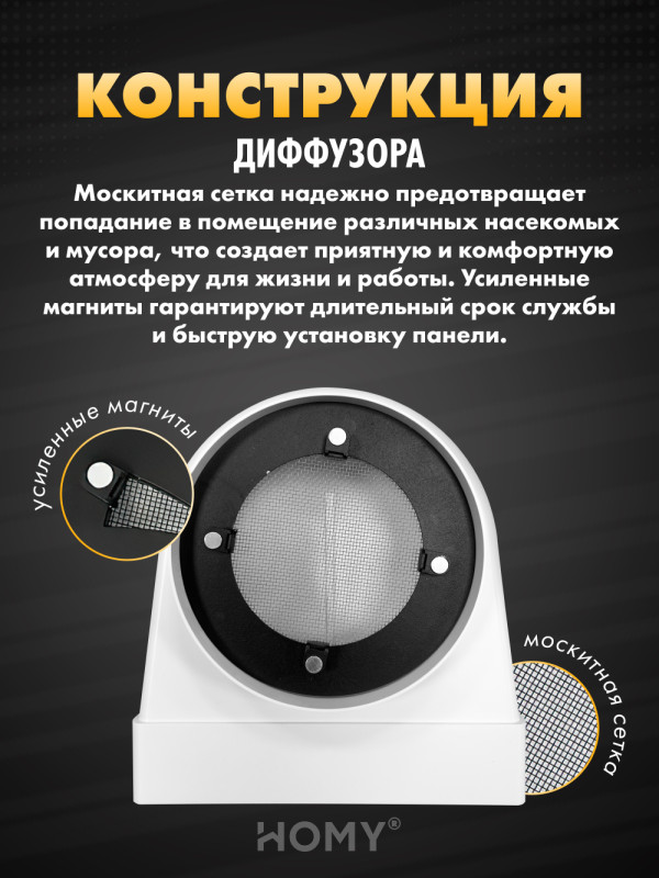 Вентиляционная решетка теневая HOMY AIR OPTIMA Круглый AO150W белая конструкция