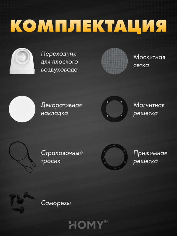 Вентиляционная решетка теневая HOMY AIR OPTIMA Круглый AO150W белая комплектация