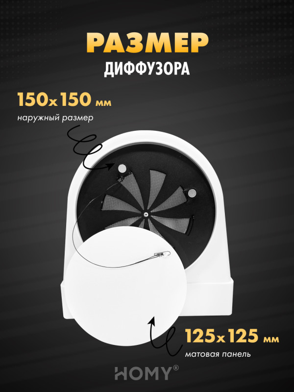 Вентиляционная решетка теневая HOMY AIR OPTIMA Круглый AO150WR белая с регулировкой размер