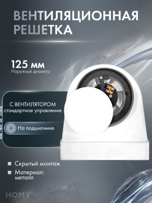 Вытяжной вентилятор 100 теневая решетка 125 адаптер AO125WS