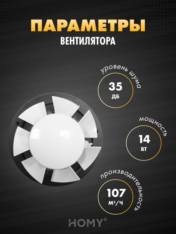 Вентиляционная решетка теневая HOMY AIR OPTIMA Круглый AO150WS белая с вентилятором параметры вентилятора
