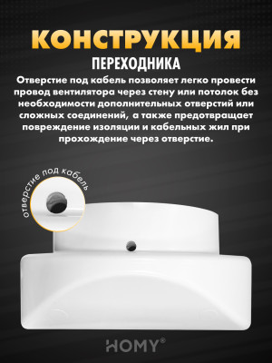 Вентиляционная решетка теневая HOMY AIR OPTIMA Круглый AO150WS белая с вентилятором конструкция переходника