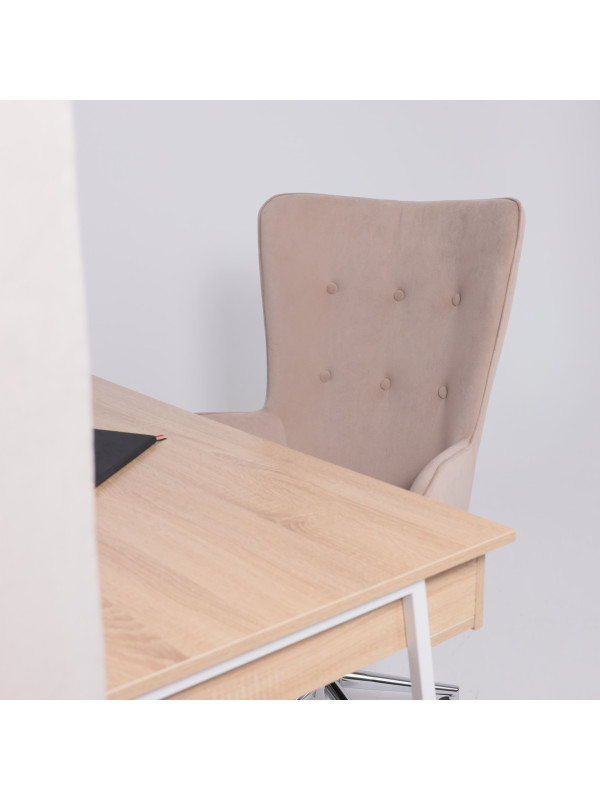 Кресло компьютерное AksHome Bella XL chrome пудровый под углом