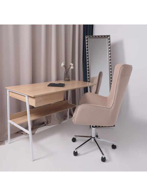 Кресло компьютерное AksHome Bella XL chrome пудровый в интерьере