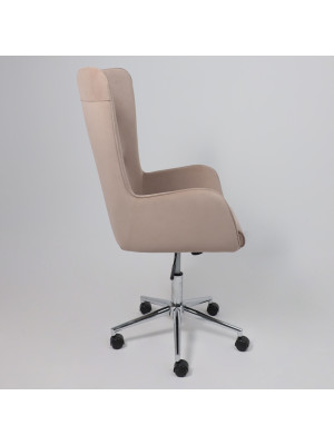 Кресло компьютерное AksHome Bella XL chrome пудровый сбоку