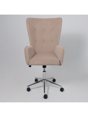 Кресло компьютерное AksHome Bella XL chrome пудровый спереди