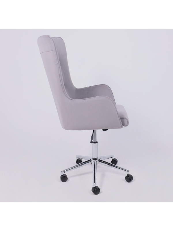 Кресло компьютерное AksHome Bella XL chrome светло-серый сбоку