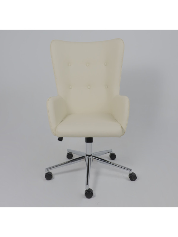 Кресло компьютерное AksHome Bella XL chrome крем спереди