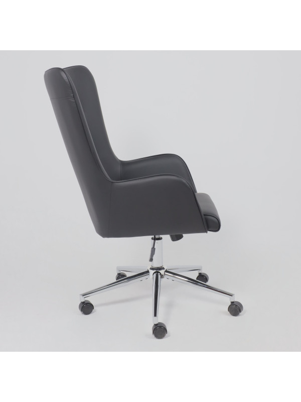 Кресло компьютерное AksHome Bella XL chrome черный сбоку