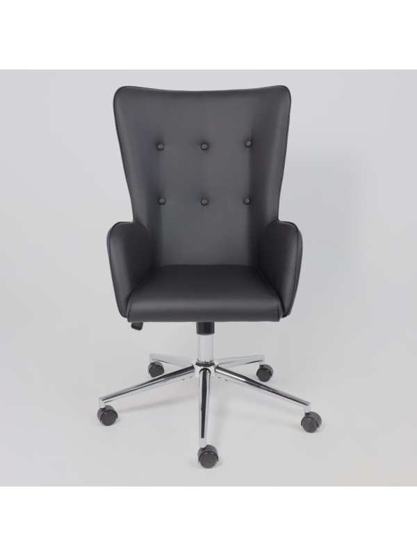 Кресло компьютерное AksHome Bella XL chrome черный спереди