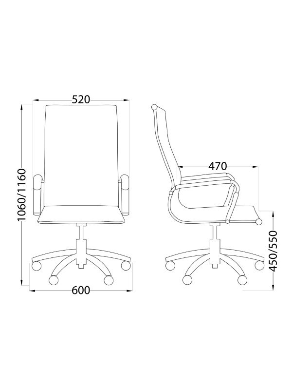 Кресло компьютерное AksHome Evelin черный схема