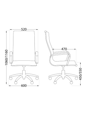 Кресло компьютерное AksHome Evelin черный схема