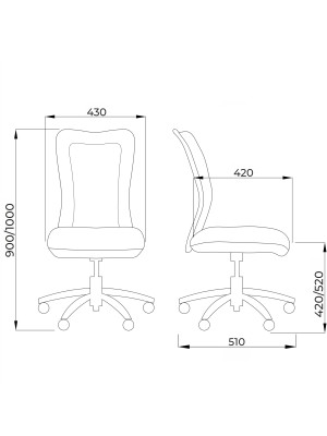 Кресло компьютерное AksHome Tempo серый схема