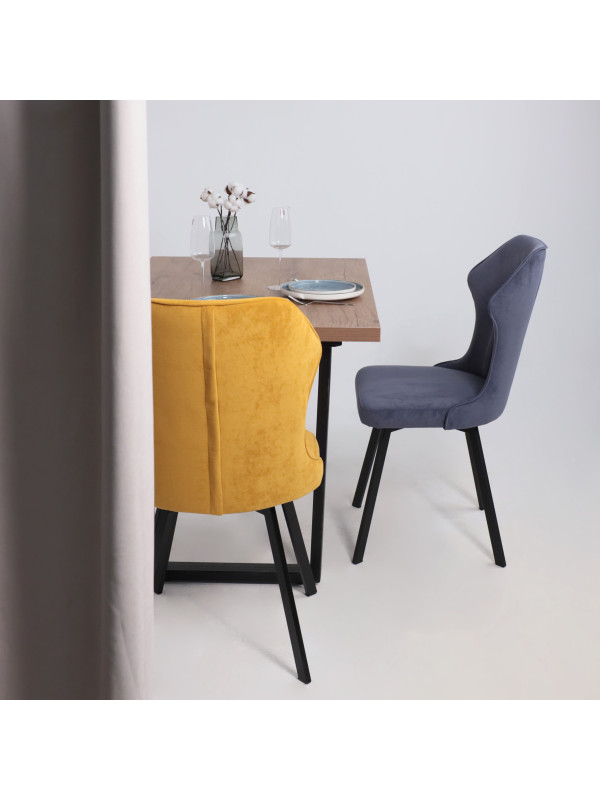 Стул AksHome Каврус U-R Nessi джинсовый/черный в интерьере