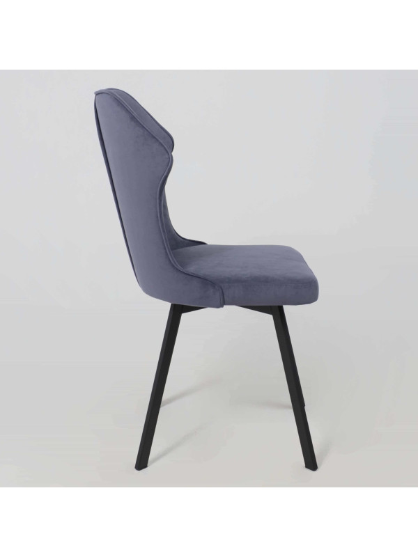 Стул AksHome Каврус U-R Nessi джинсовый/черный сбоку