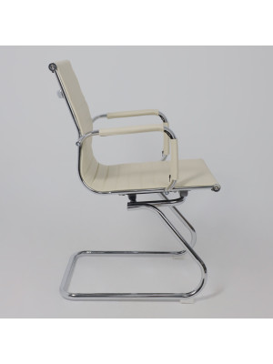 Стул офисный AksHome Mariani кремовый (экокожа) сбоку