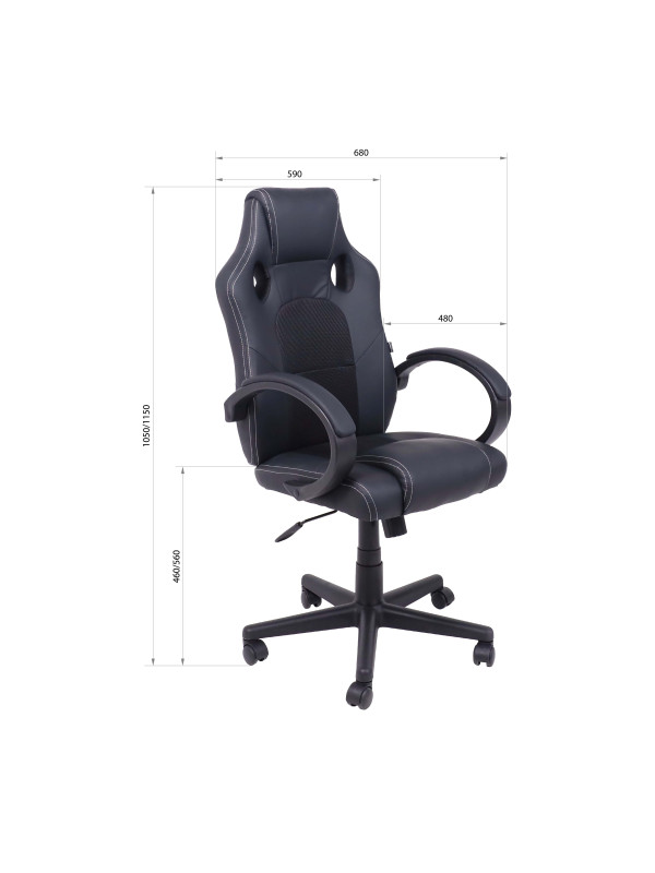 Кресло компьютерное AksHome Fan черный схема