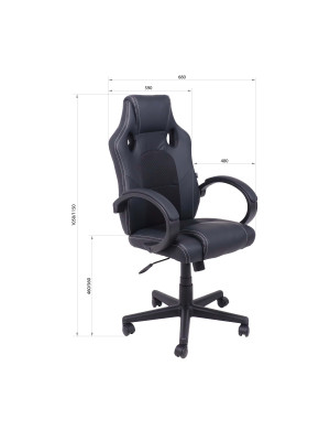 Кресло компьютерное AksHome Fan черный схема