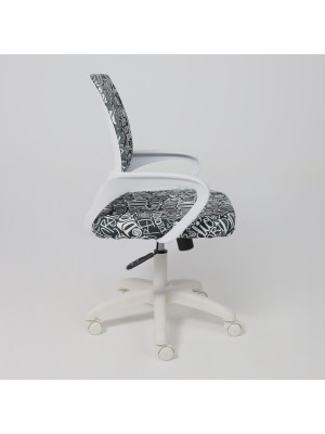Кресло компьютерное AksHome Ricci New черный/белый сбоку
