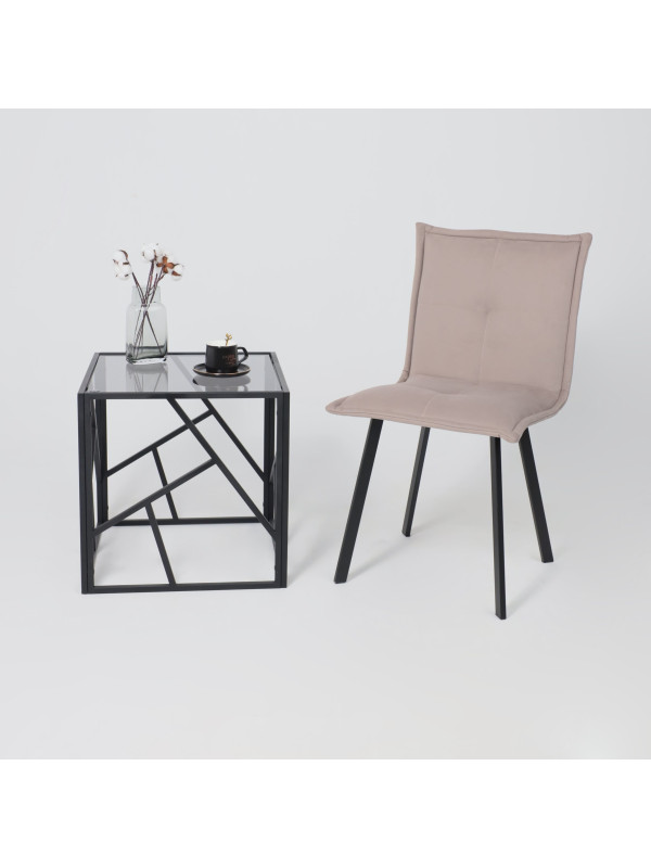 Стул AksHome Рубик U серо-бежевый/черный в интерьере