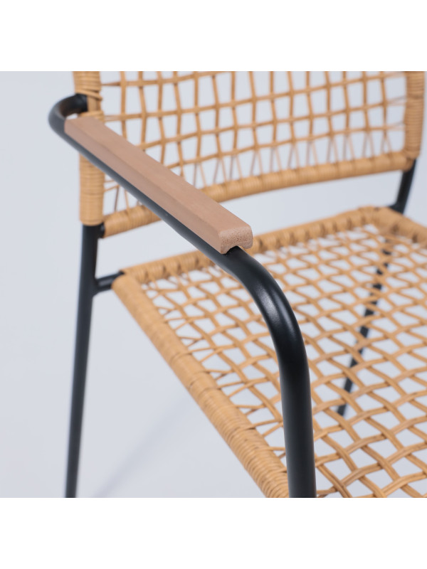 Стул садовый AksHome Bergamo коричневый/черный подлокотники