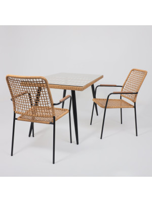 Стул садовый AksHome Bergamo коричневый/черный в интерьере (2)