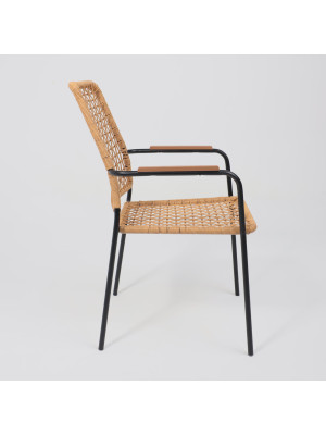 Стул садовый AksHome Bergamo коричневый/черный сбоку