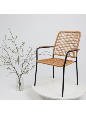 Стул садовый AksHome Bergamo коричневый/черный в интерьере (1)