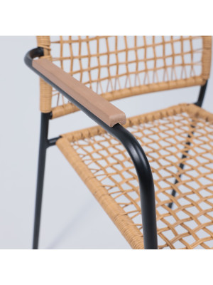 Стул садовый AksHome Bergamo коричневый/черный подлокотники