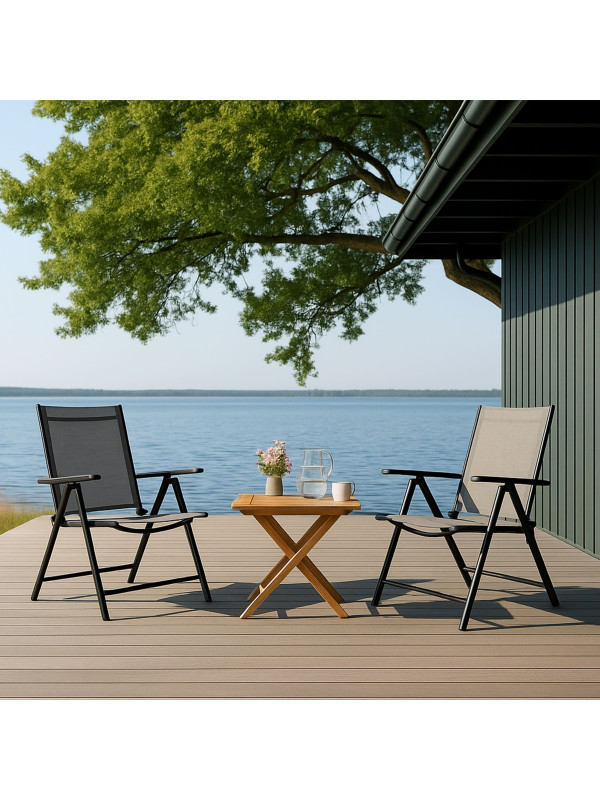 Стул садовый AksHome Catania серый/черный в экстерьере