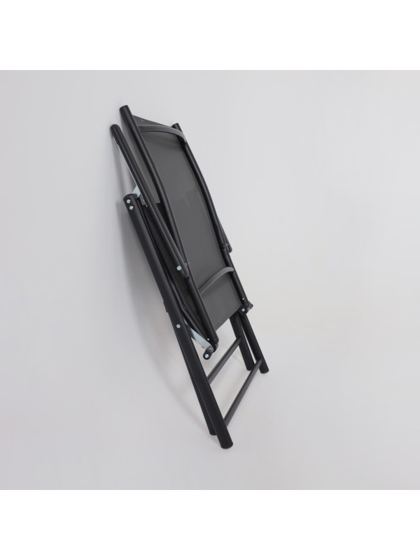 Стул садовый AksHome Catania серый/черный складная конструкция (3)