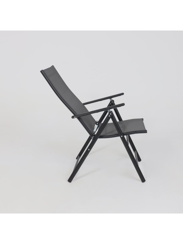 Стул садовый AksHome Catania серый/черный складная конструкция (1)