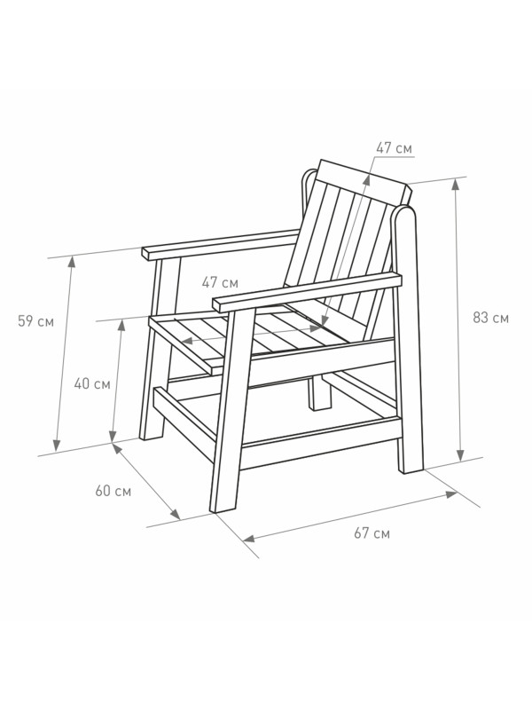 Стул садовый Фабрика деревянных изделий Dyatel дуб схема