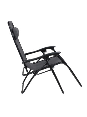 Стул садовый AksHome Relax серый/черный сбоку