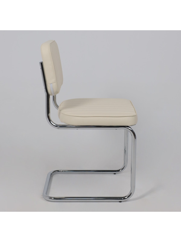 Стул офисный AksHome Славия Люкс кремовый (экокожа) сбоку