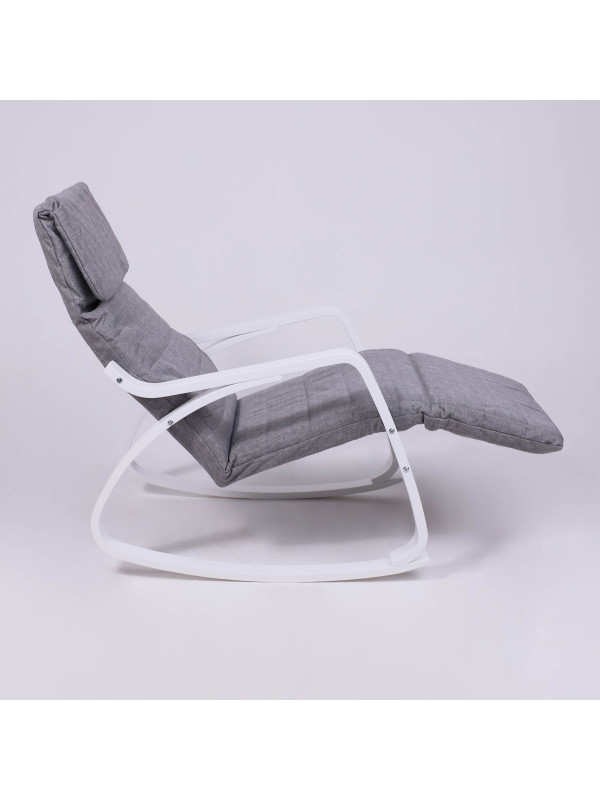 Кресло-качалка AksHome Smart серый/белый регулировка подножки